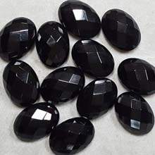 13X18MM FACETED OVAL CABOCHON BLACK ONYX(8PCS/BAG)